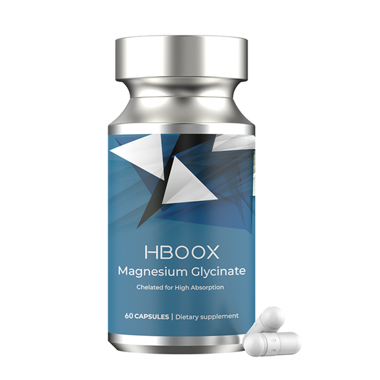 HBOOX Magnesium Glycinate 60 Capsules - High Absorption Chelated Magnesium for Sleep, Muscle Recovery & Stress Relief